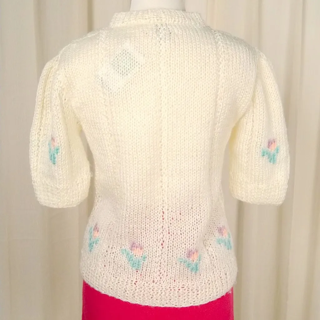 80s does 1940s Floral Sweater