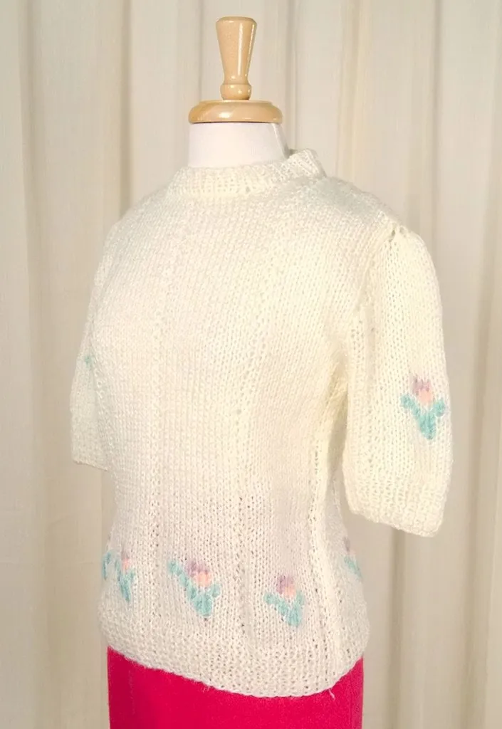 80s does 1940s Floral Sweater