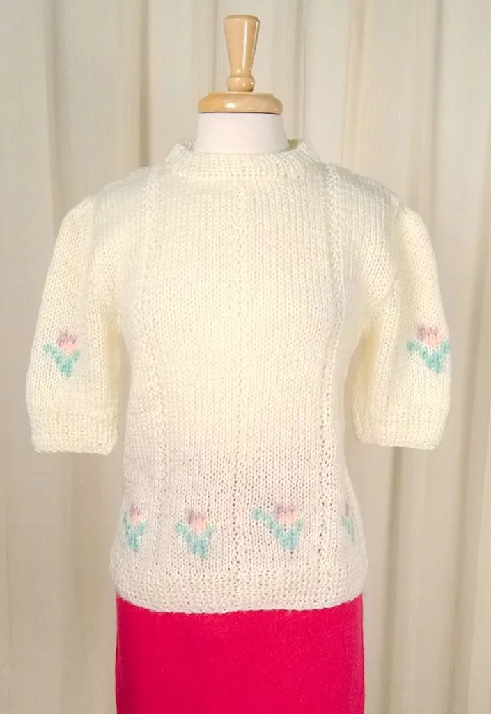 80s does 1940s Floral Sweater