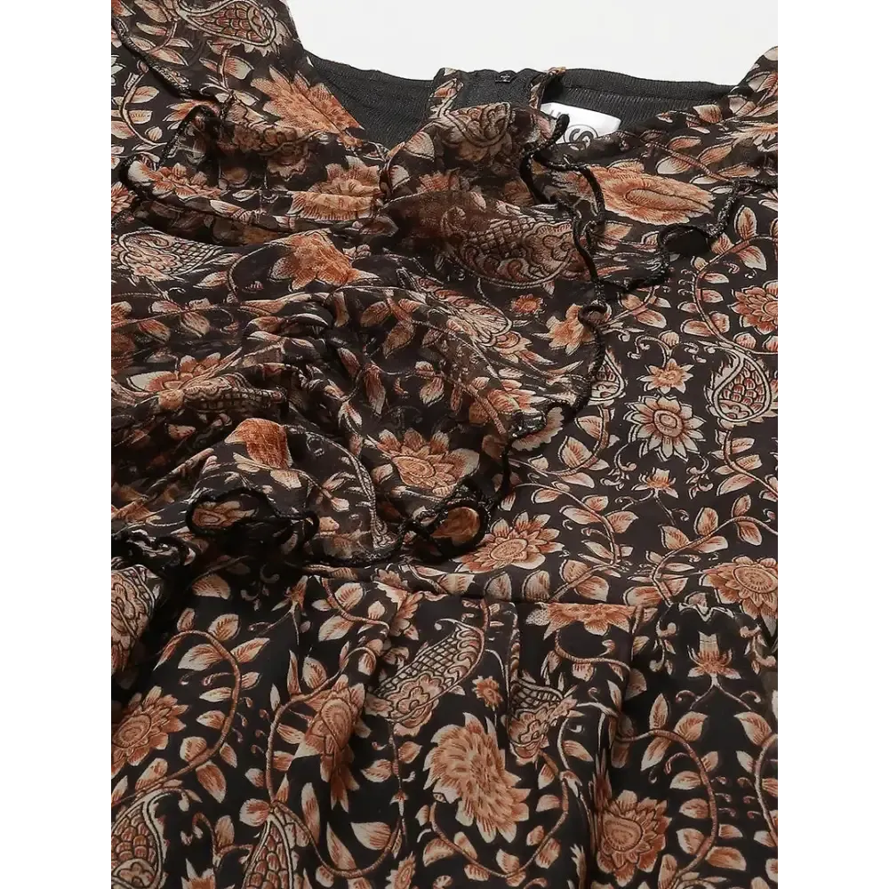 Aarika Womens Black Color Georgette Floral Dress