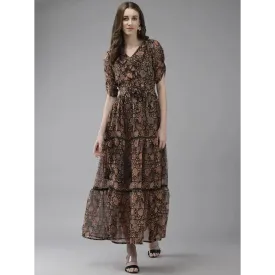 Aarika Womens Black Color Georgette Floral Dress