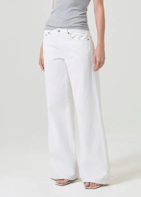 Agolde Clara Low Rise Baggy Flare Pants in Milkshake