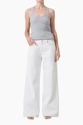 Agolde Clara Low Rise Baggy Flare Pants in Milkshake