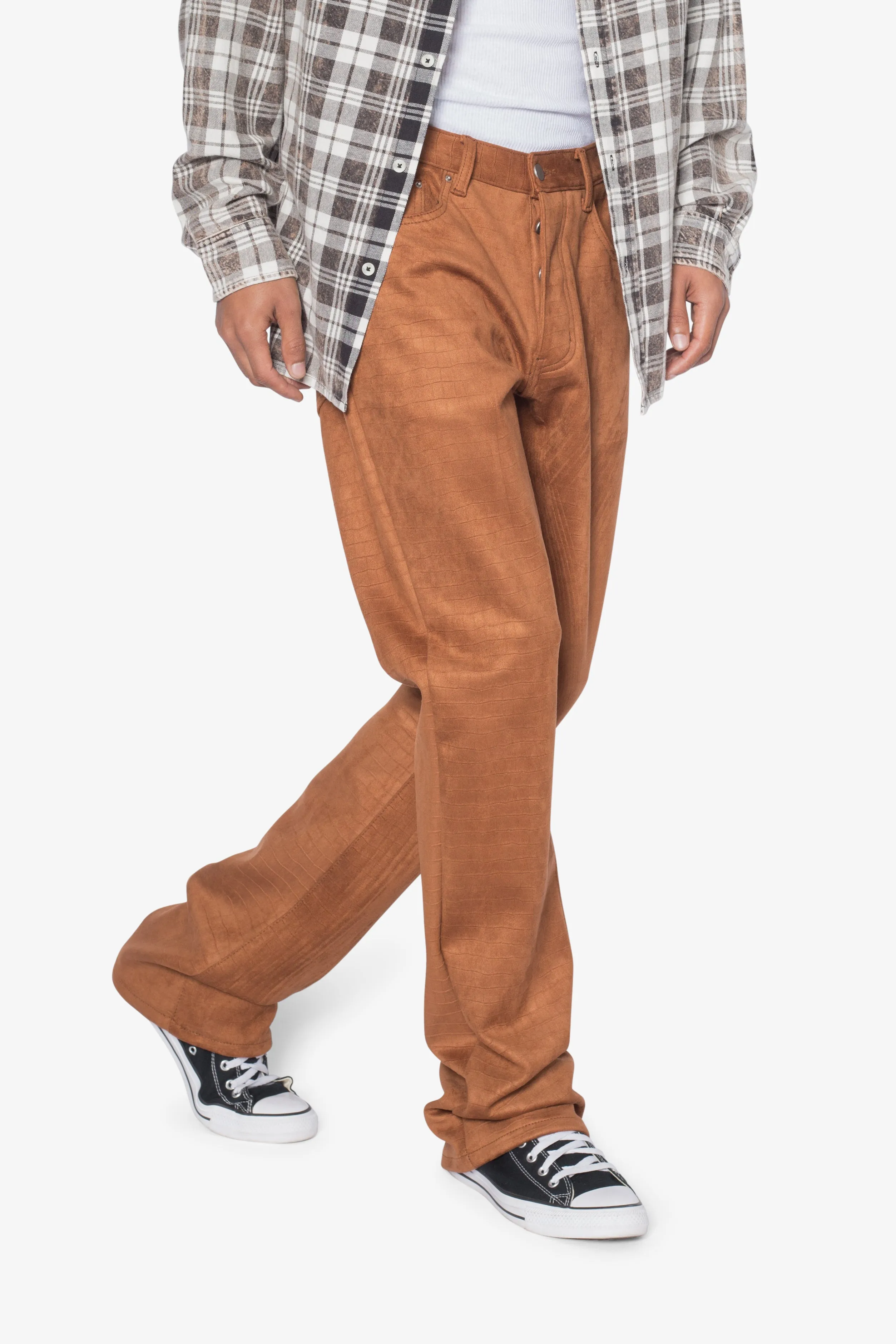 B692 Dusty Croc Flare Pants - Brown