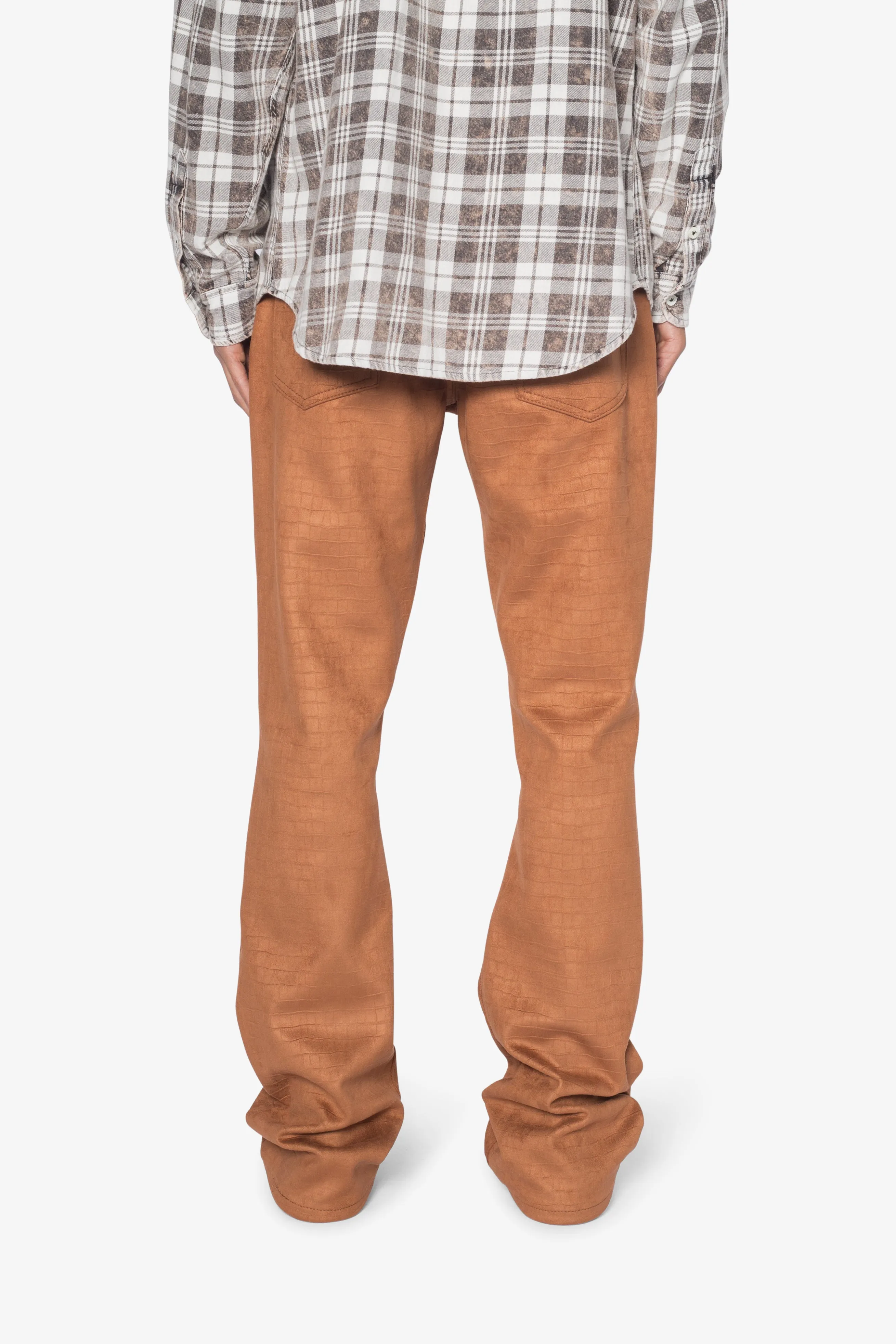 B692 Dusty Croc Flare Pants - Brown