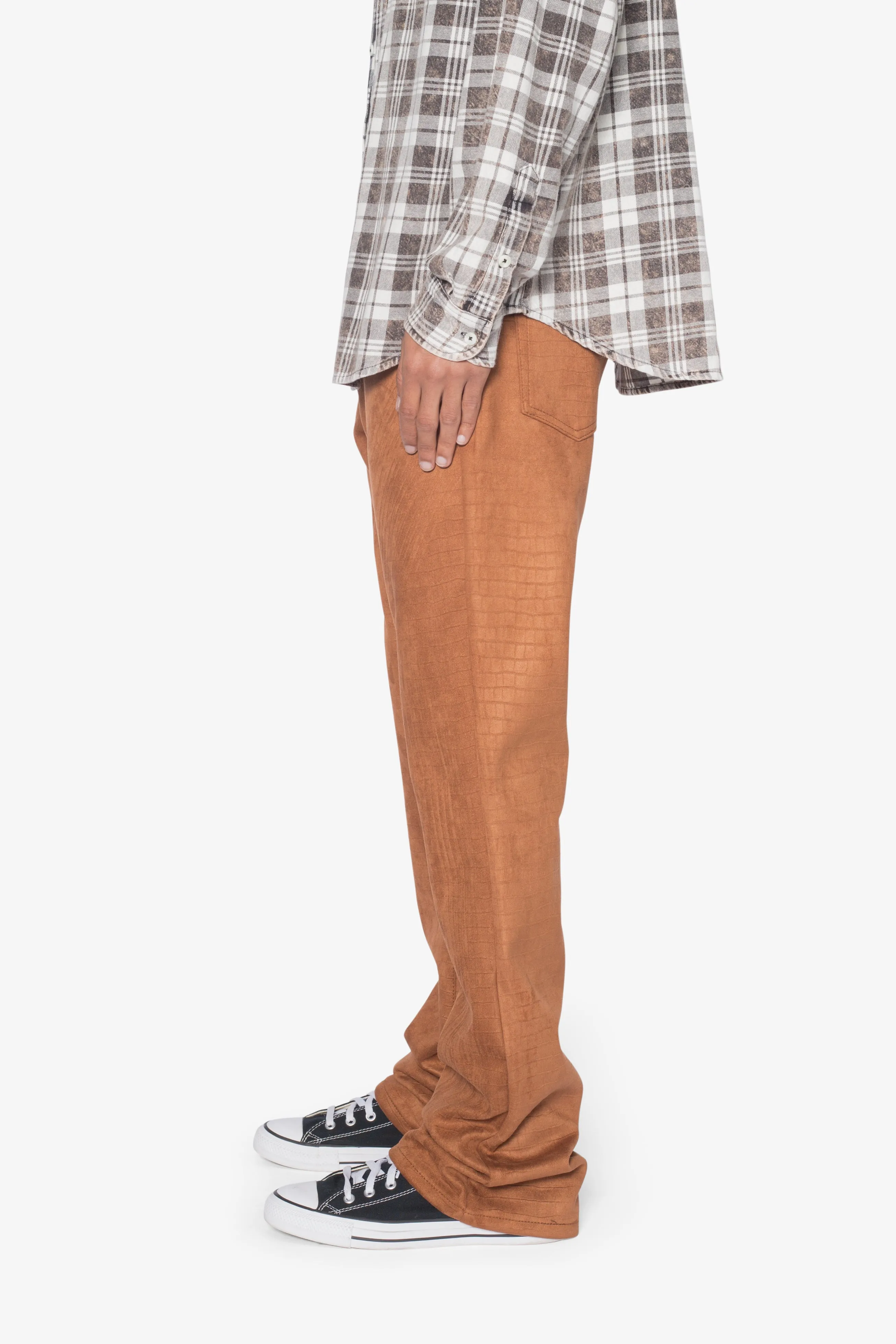 B692 Dusty Croc Flare Pants - Brown