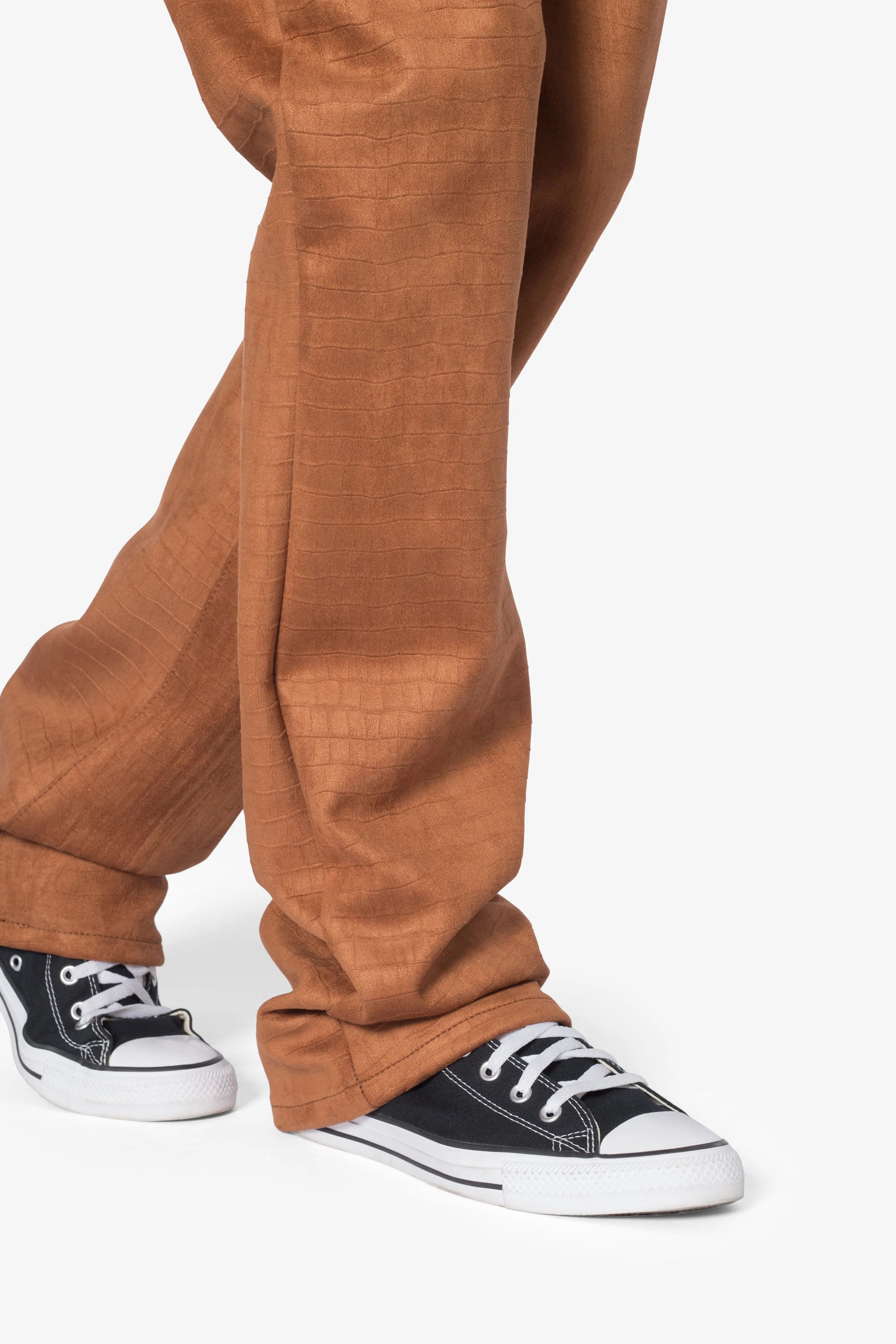 B692 Dusty Croc Flare Pants - Brown