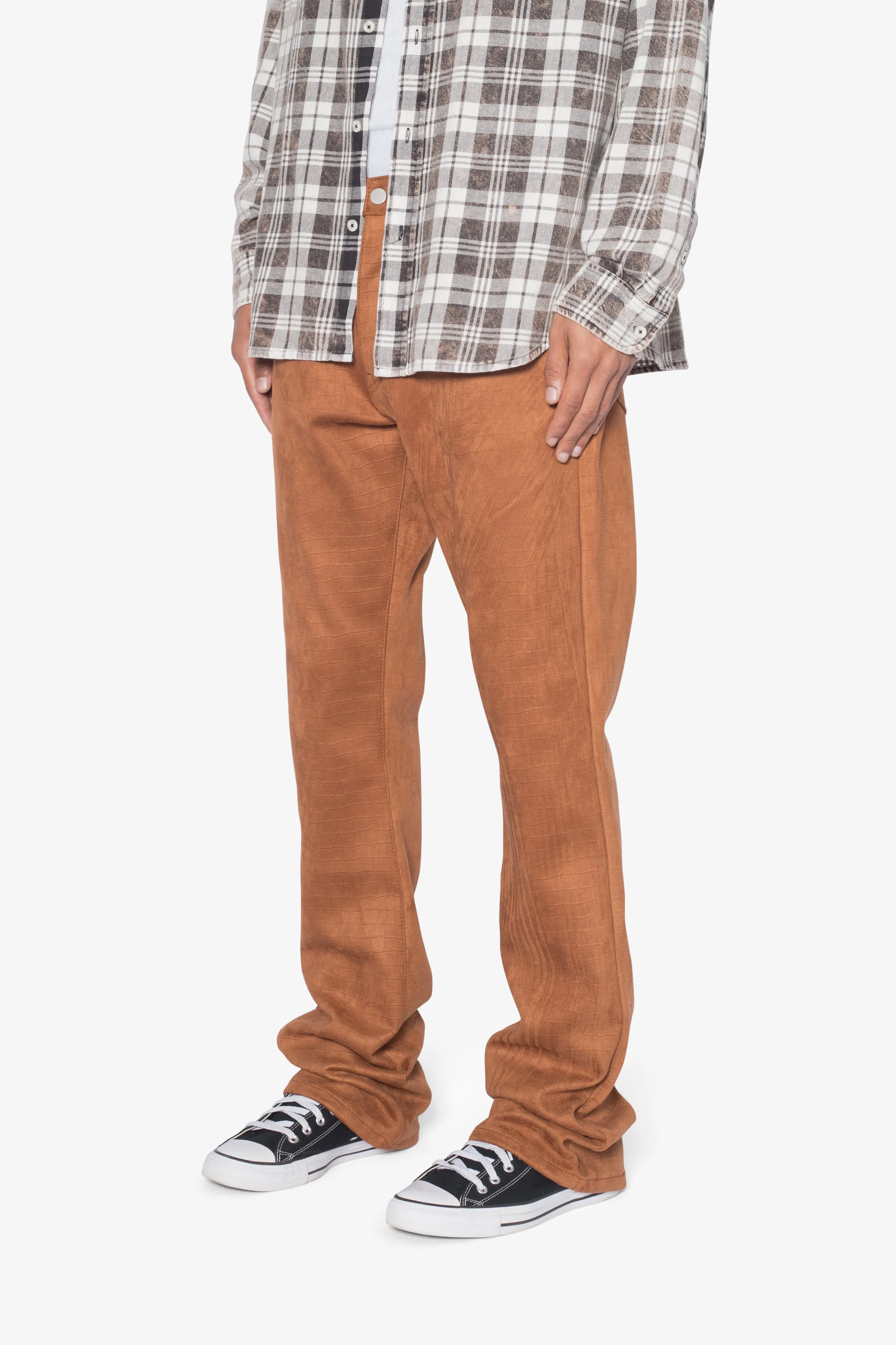 B692 Dusty Croc Flare Pants - Brown