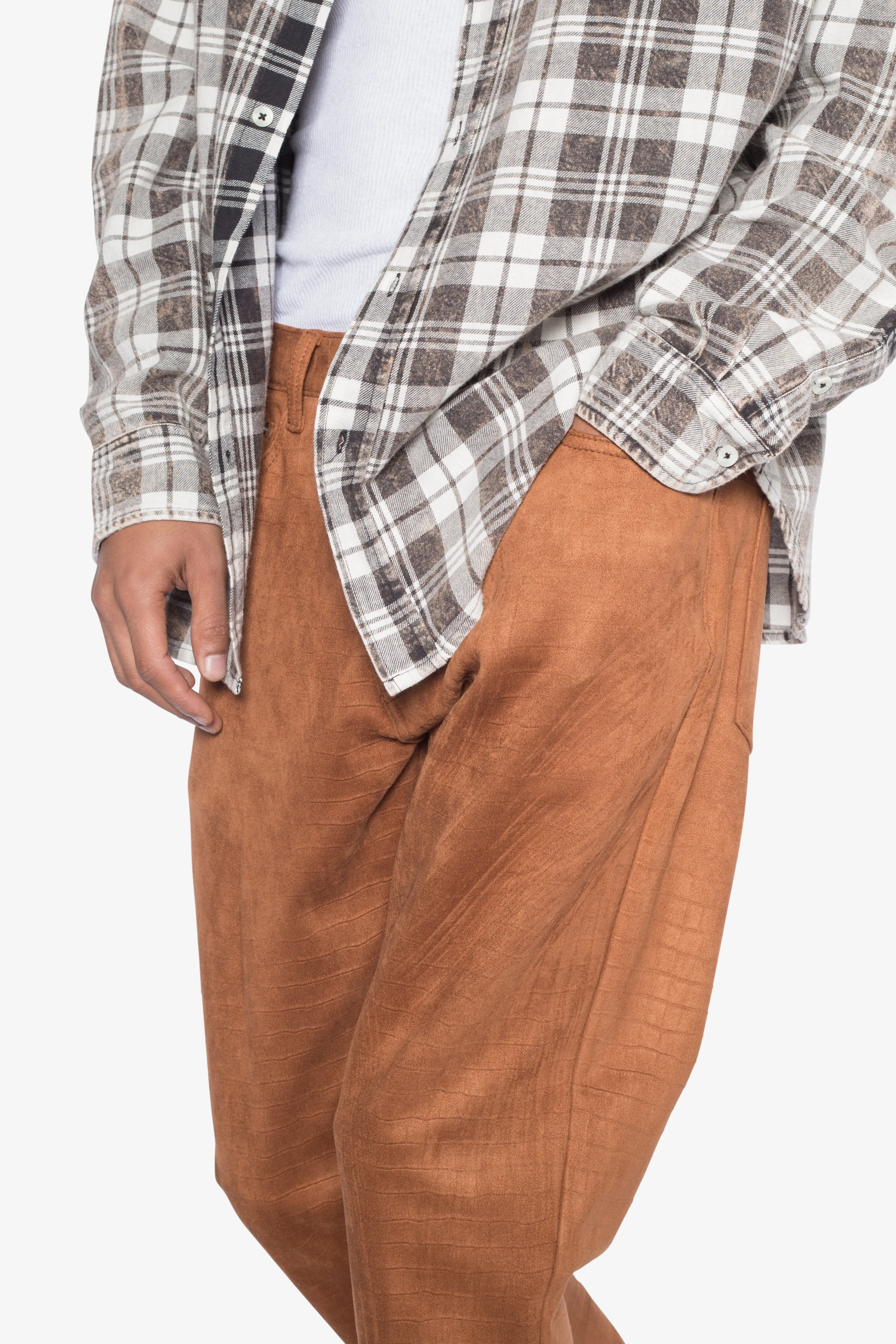 B692 Dusty Croc Flare Pants - Brown