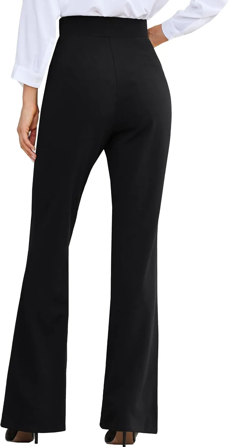 BANETTETA Women's Pull-on Stretchy Dress Pants with Tummy Control/High Waist Slacks with Pockets for Business Casual