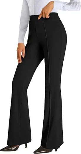 BANETTETA Women's Pull-on Stretchy Dress Pants with Tummy Control/High Waist Slacks with Pockets for Business Casual