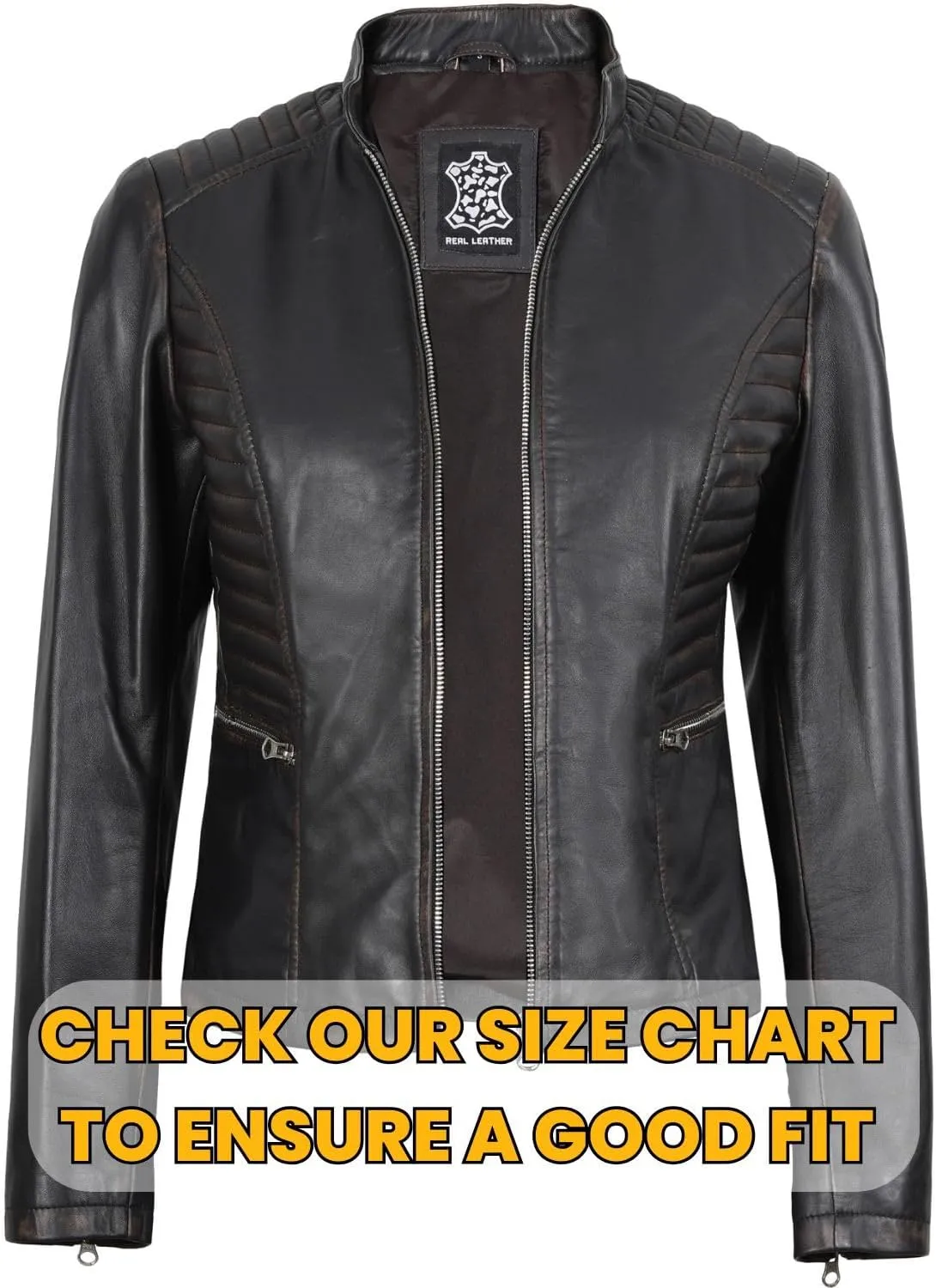 Blingsoul Real Leather Jacket Women - Cafe Racer Style Womens Leather Jackets