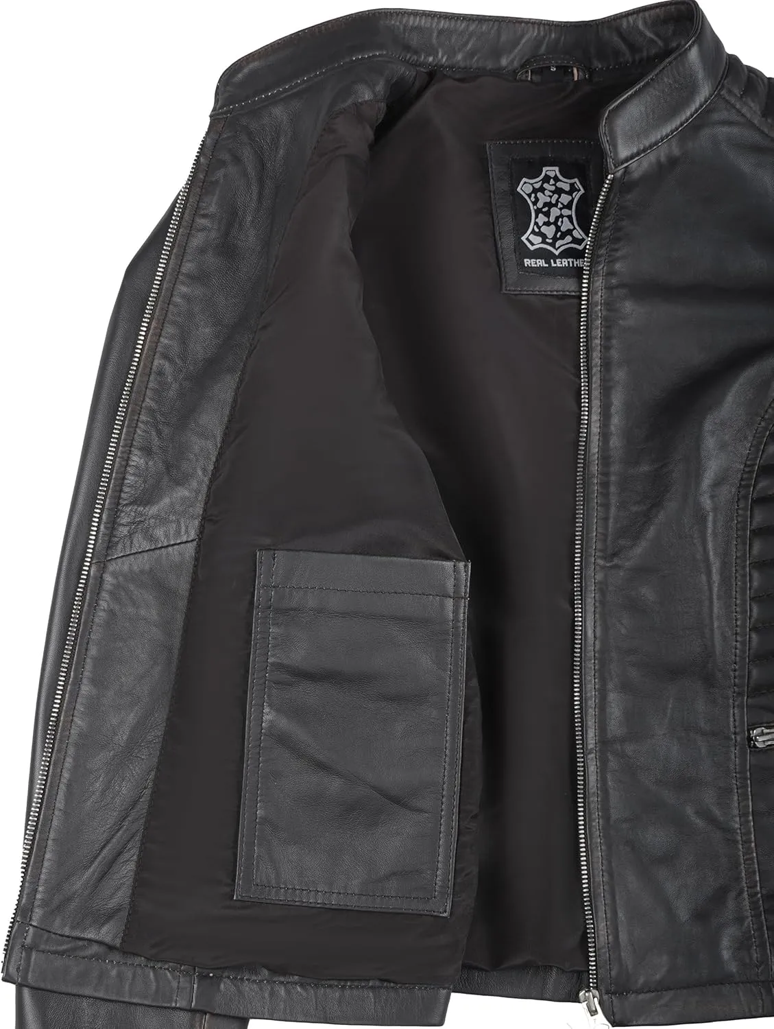 Blingsoul Real Leather Jacket Women - Cafe Racer Style Womens Leather Jackets