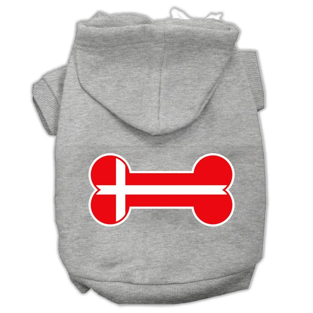 Bone Shaped Denmark Flag Screen Print Pet Hoodies Grey L (14)