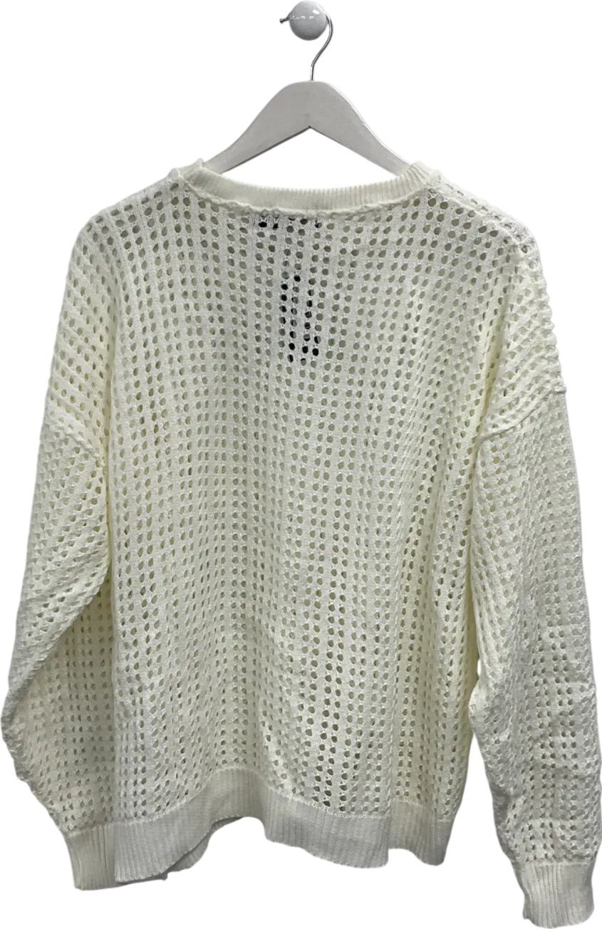 boohooMan Cream Knitted Jumper UK L