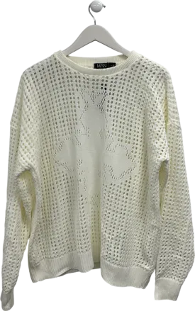 boohooMan Cream Knitted Jumper UK L