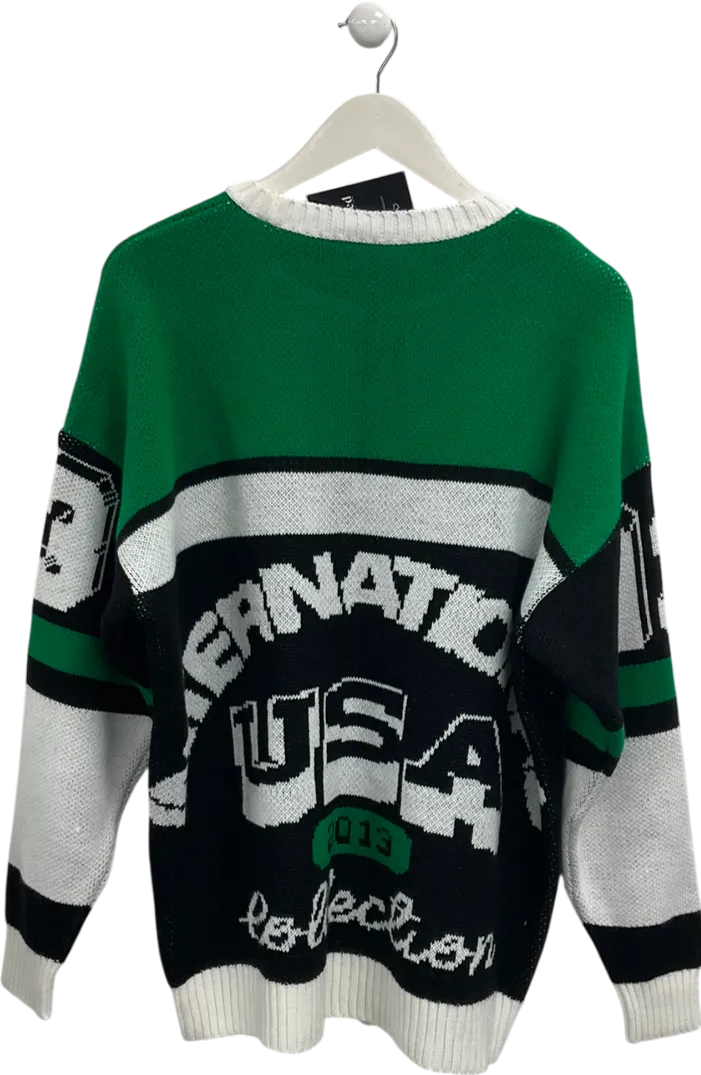 boohooMan Green Moto Season Open Cuff Knitted Jumper UK XS