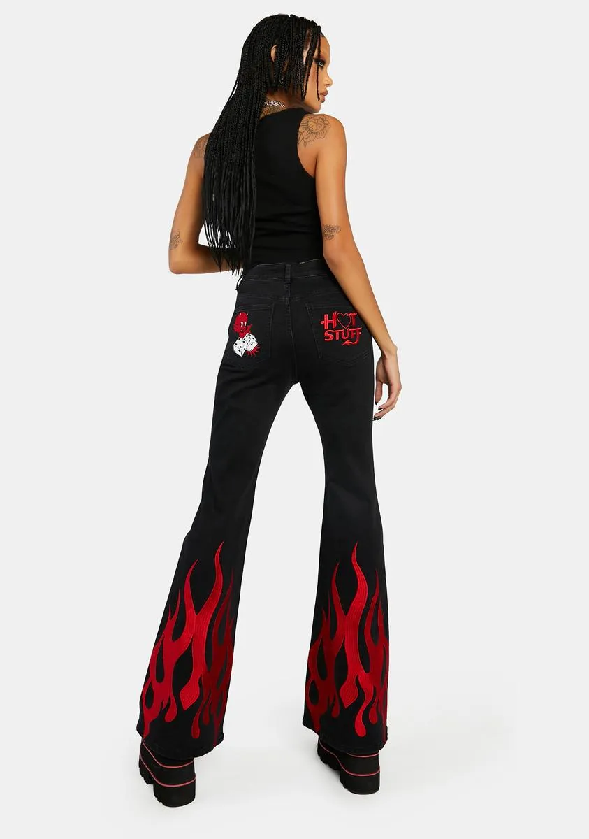 Bridge To Burn Flared Flame Jeans