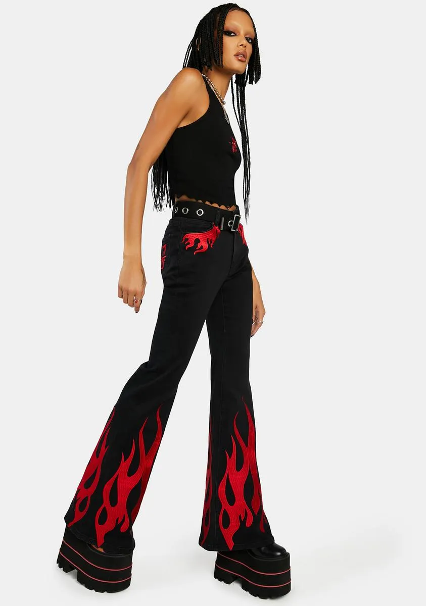 Bridge To Burn Flared Flame Jeans