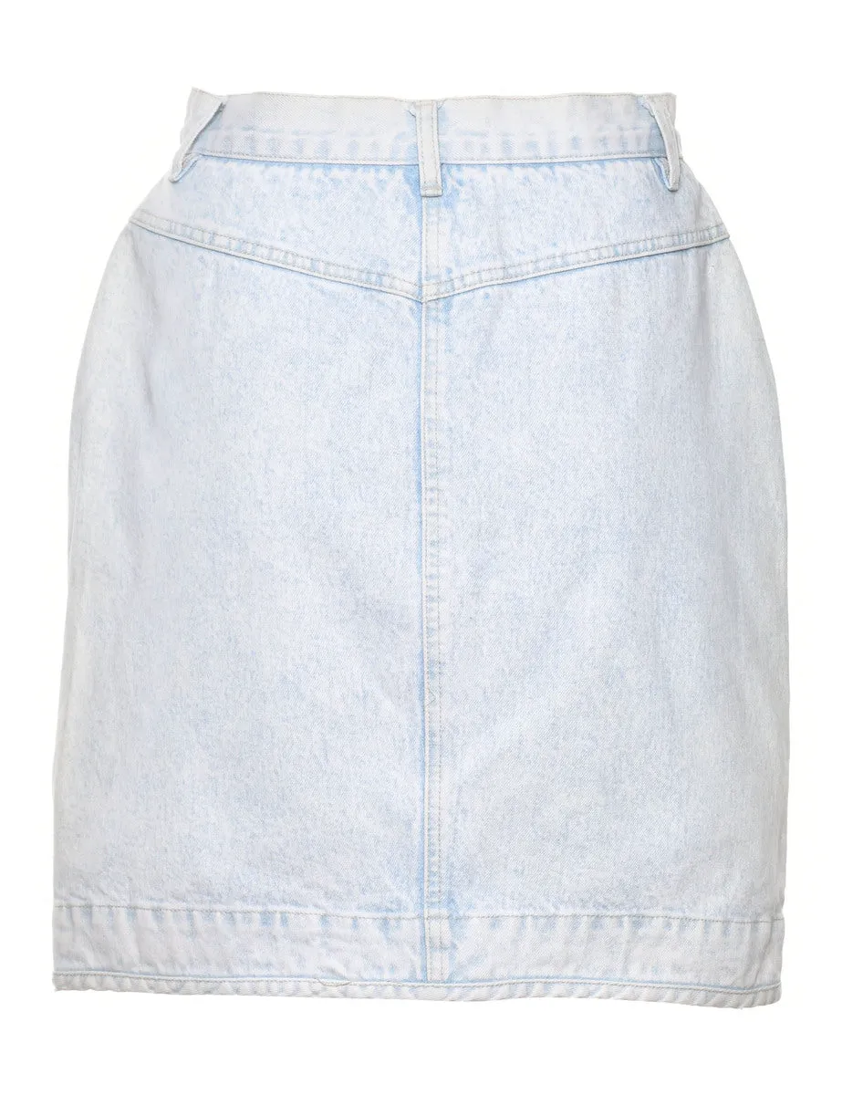 Button Through  Denim Skirt - S