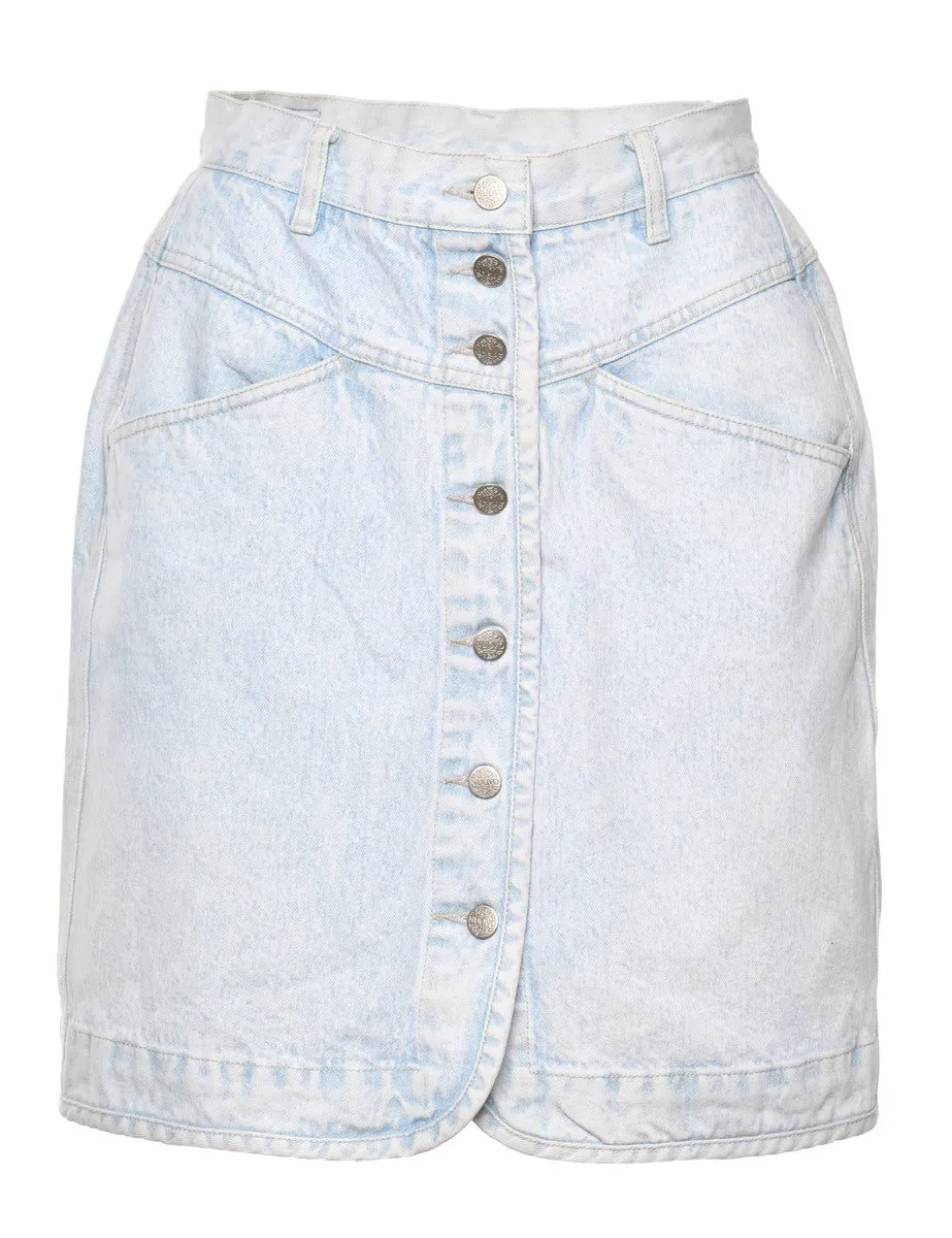 Button Through  Denim Skirt - S