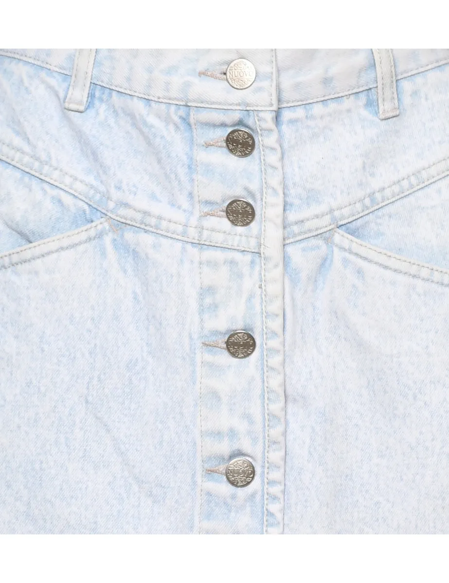 Button Through  Denim Skirt - S