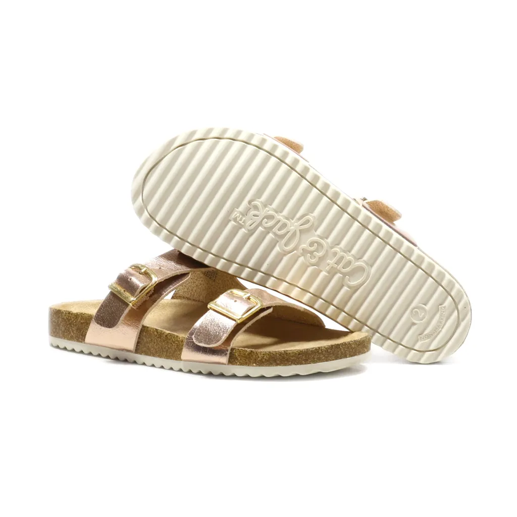 Cat & Jack Flat Sandals Leather Gold Colour For Kids