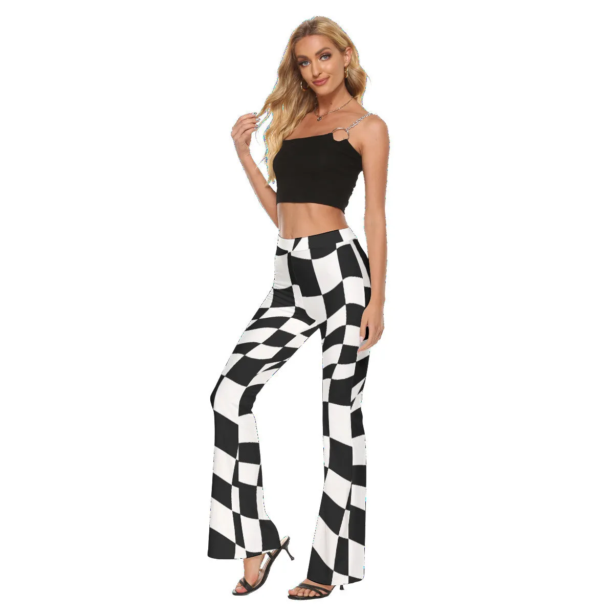 Checkered Groove Skinny Flare Pants