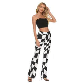 Checkered Groove Skinny Flare Pants