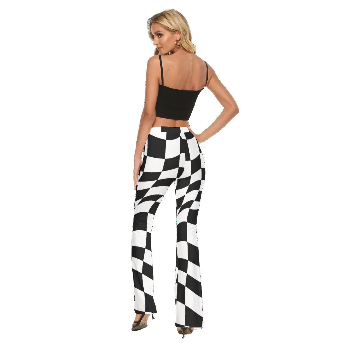 Checkered Groove Skinny Flare Pants