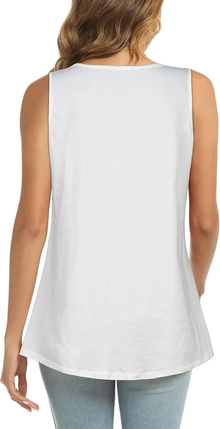 CHICGAL Womens Summer Tank Tops Sleeveless T Shirt Casual Loose Fit Tunic Blouses