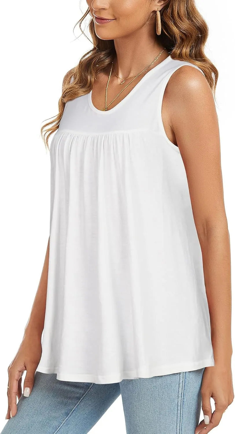 CHICGAL Womens Summer Tank Tops Sleeveless T Shirt Casual Loose Fit Tunic Blouses