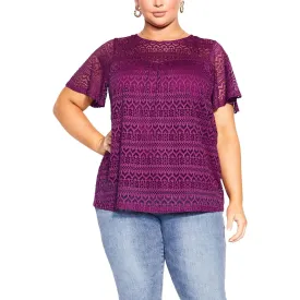 City Chic Womens Plus Lace Lined Blouse
