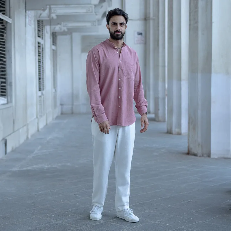 Cotton Shirt for Men | Dust Pink | Full Sleeves