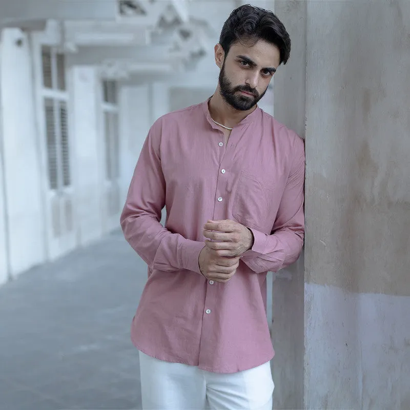 Cotton Shirt for Men | Dust Pink | Full Sleeves