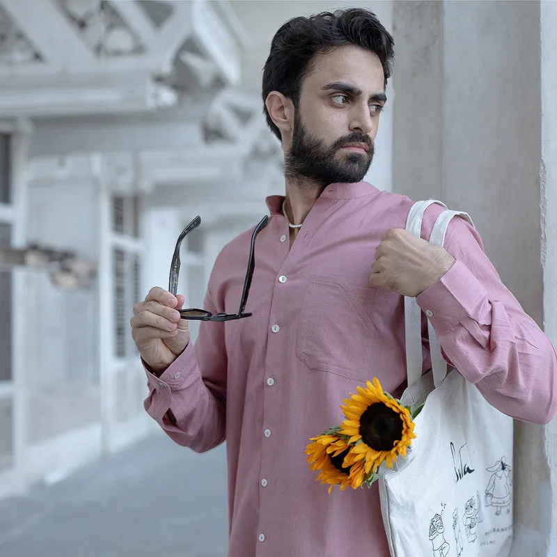 Cotton Shirt for Men | Dust Pink | Full Sleeves