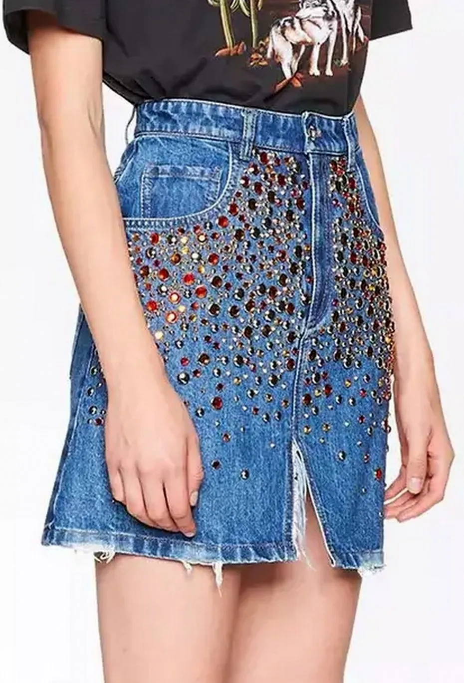 Crystal Denim Skirt