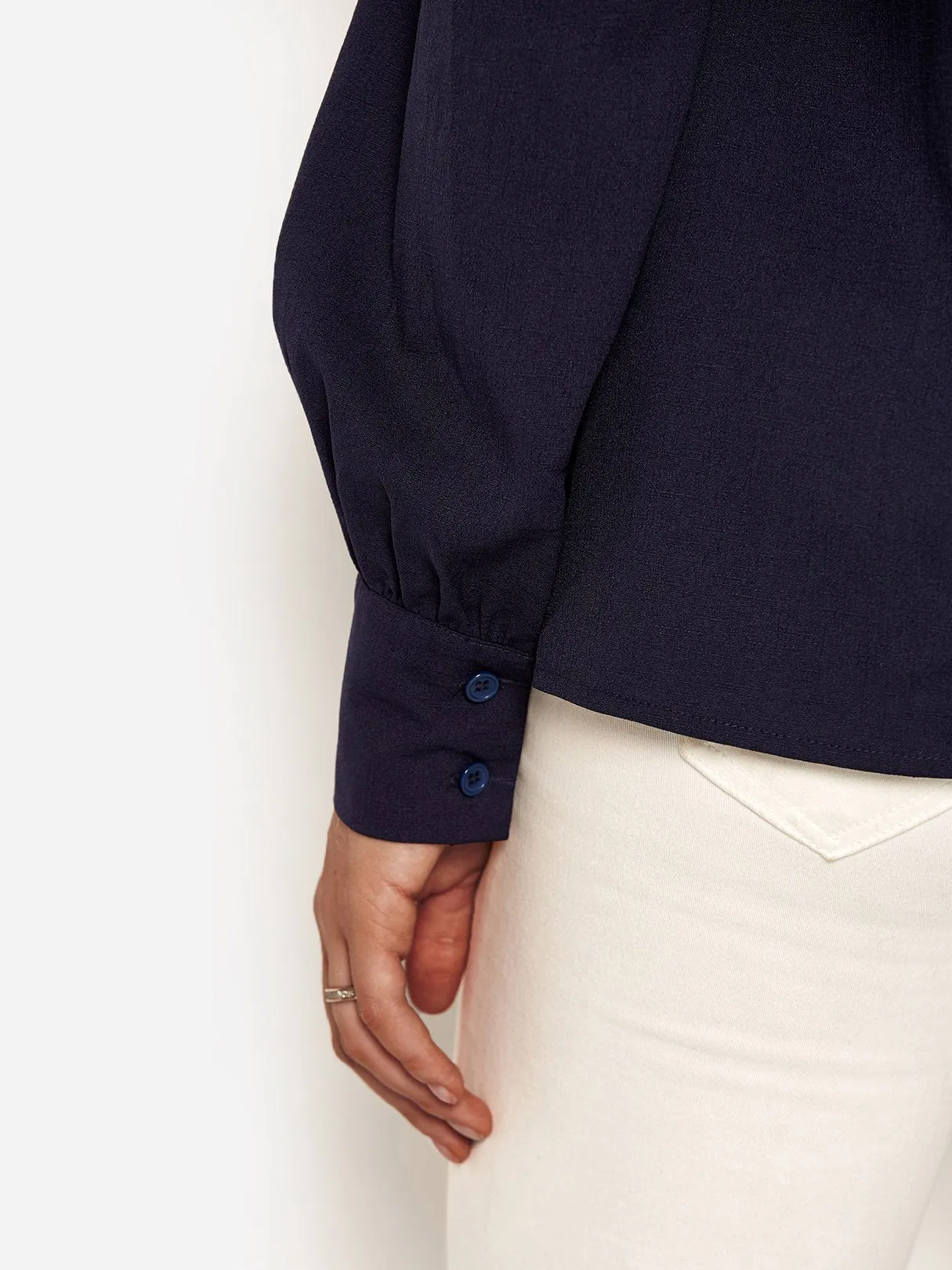 Custom Cold Shoulder Long Sleeve Navy Top