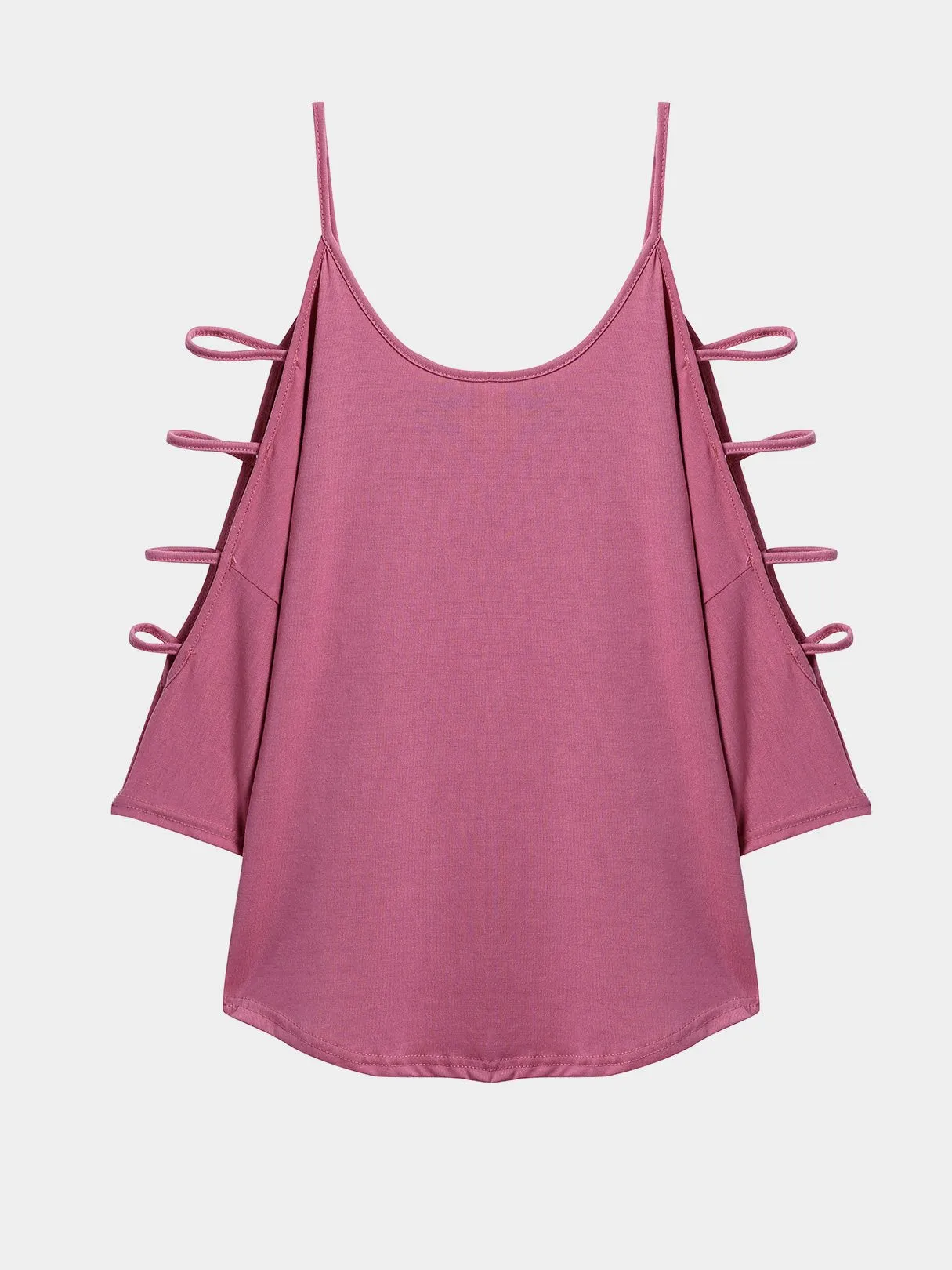 Custom Cold Shoulder Long Sleeve Pink T-Shirts