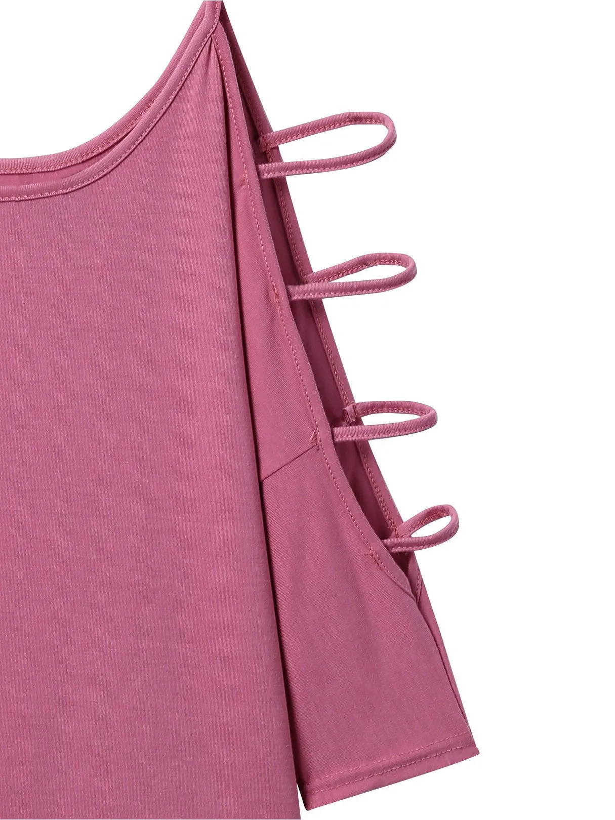 Custom Cold Shoulder Long Sleeve Pink T-Shirts