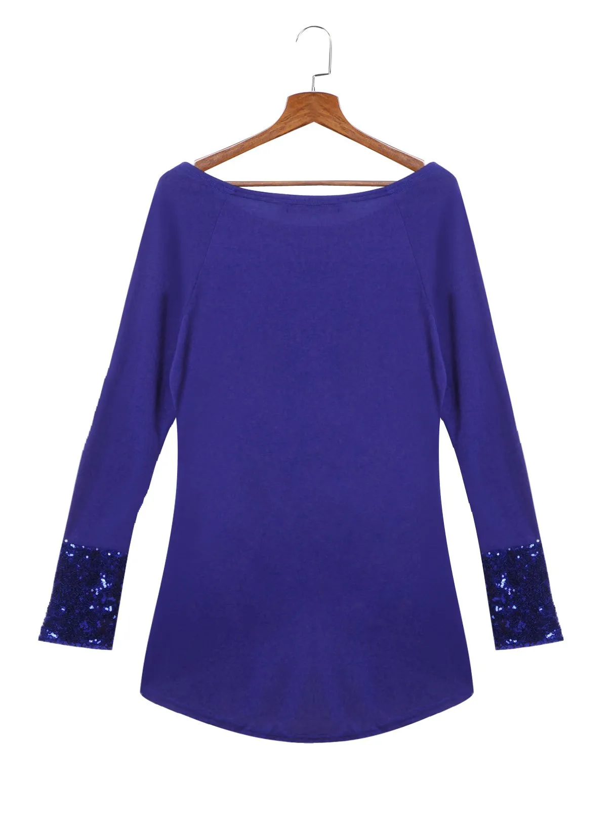 Custom Long Sleeve Cozy Round Neck Irregular Blue T-Shirts