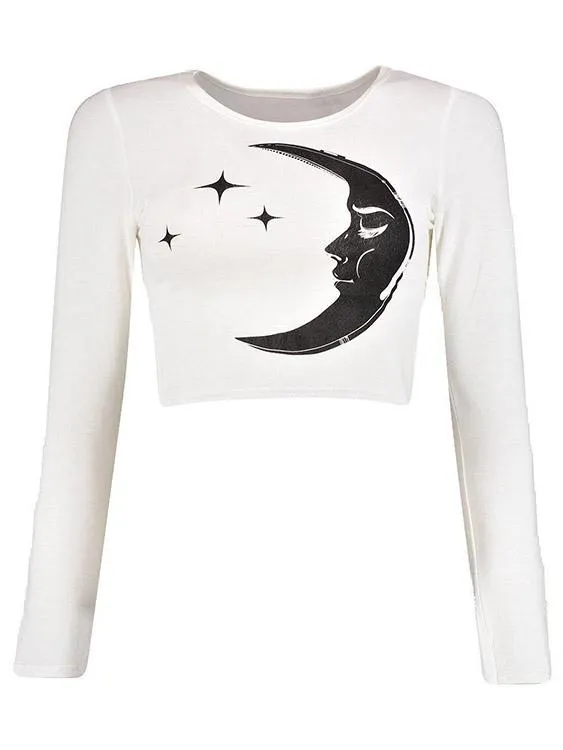 Custom Long Sleeves Pattern Front Crop T-shirt
