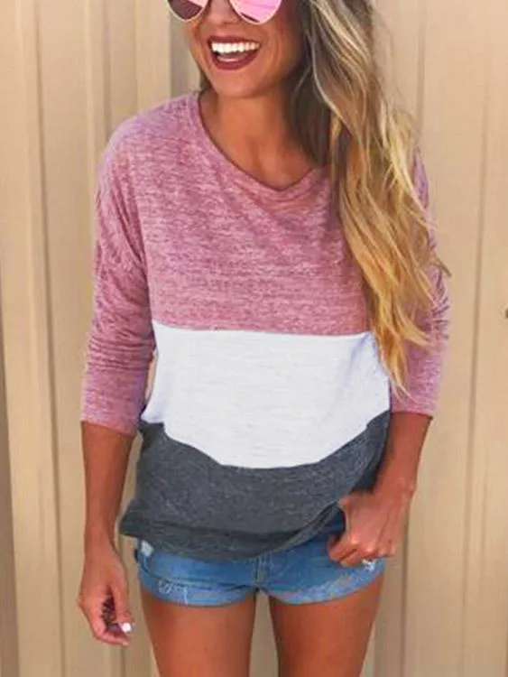 Custom Patch Color Round Neck Long Sleeves T-shirt