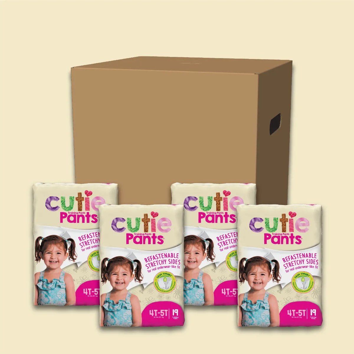 Cutie Pant Training Pant - Girl 4T-5T, 4 Packs of 19 (76 Total)