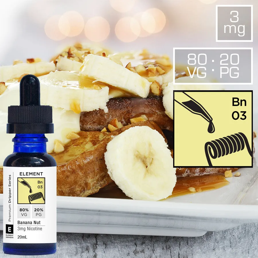 Element Caramelised Banana Nut Bread 3mg 8020 High-Vapour Dripper E-Liquid