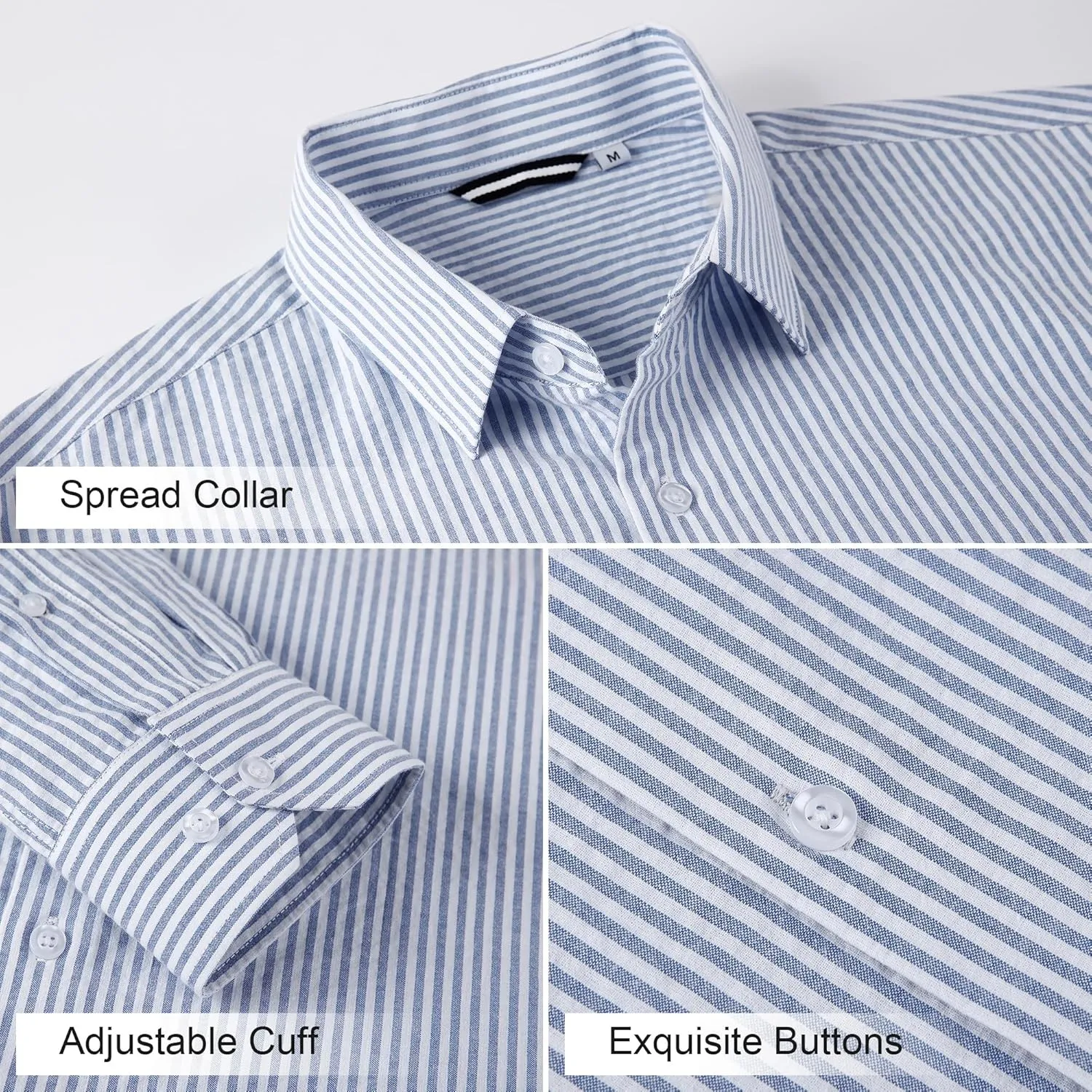 Esabel.C Seersucker Mens Dress Shirts Striped Cotton Casual Business Button Down Shirts for Men