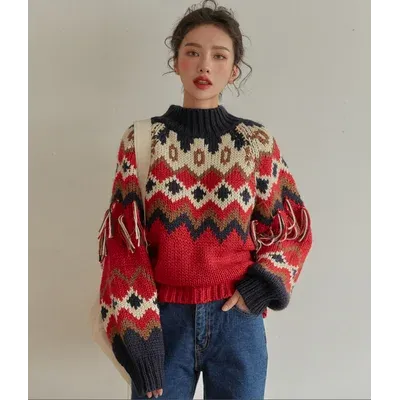 Fair Isle Argyle Chunky Knitted Sweaters