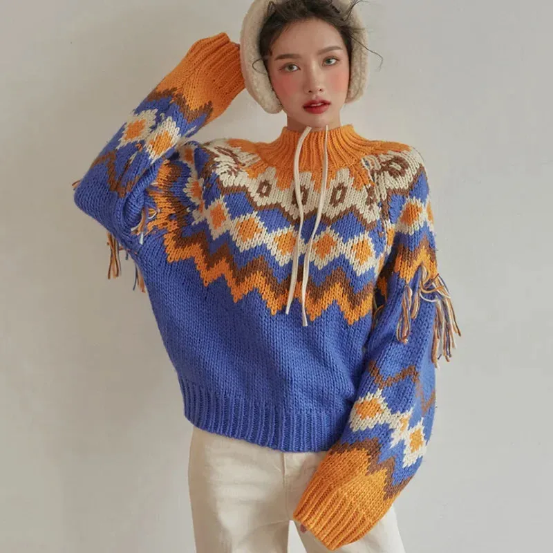 Fair Isle Argyle Chunky Knitted Sweaters