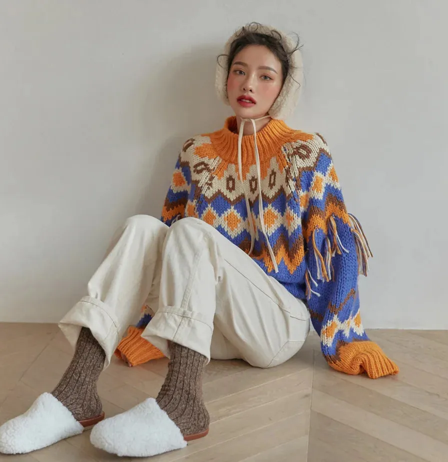 Fair Isle Argyle Chunky Knitted Sweaters