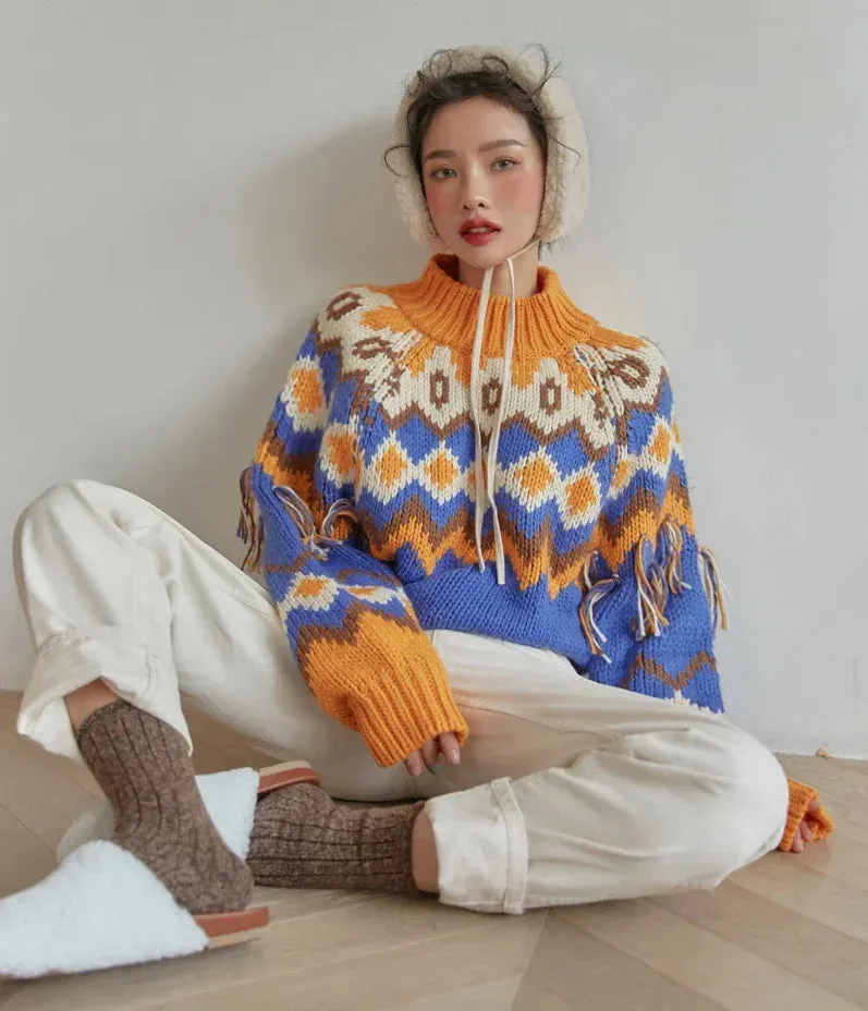 Fair Isle Argyle Chunky Knitted Sweaters